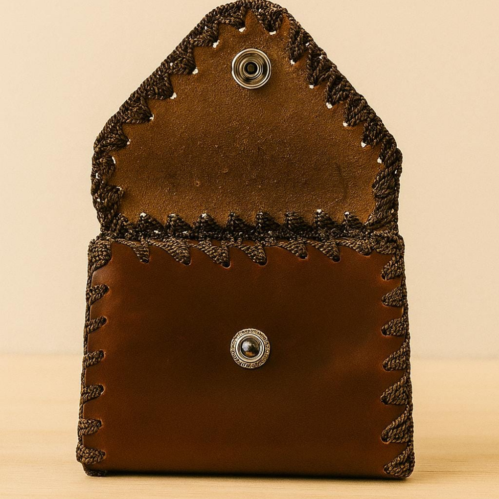 Handmade Rustic Leather Wallet - Colombian Patchwork Design