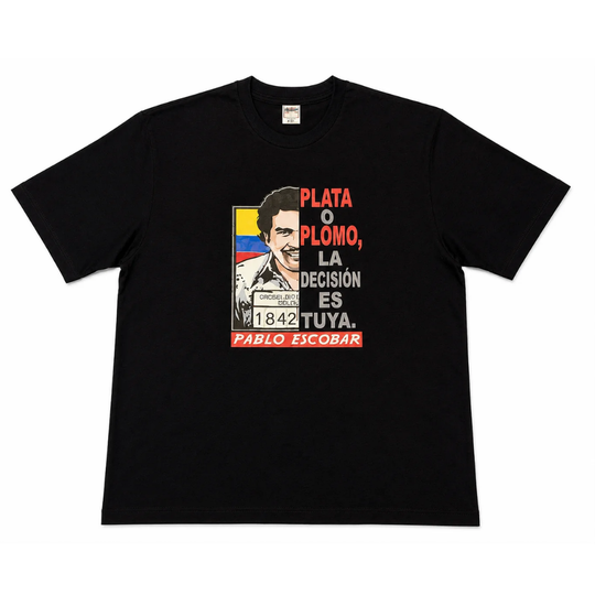 Pablo Escobar Graphic T-Shirt | “Plata o Plomo” Colombian Streetwear | Premium Black Tee