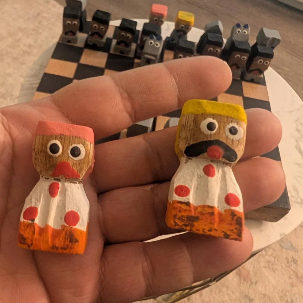 Hand-Painted Folk Art Chess Set | Colombian Artisan Wooden Game (22cm)