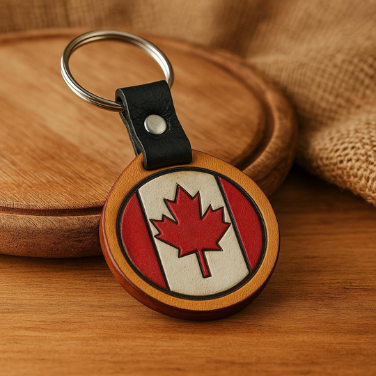 Handmade Leather “Oh Canada” Keychain – Proudly Canadian