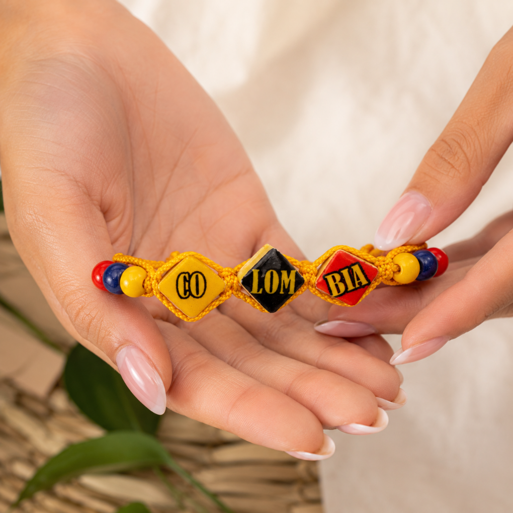 Handmade Colombian Flag Bracelet | Adjustable Friendship Bracelet | Colombia Souvenir Gift
