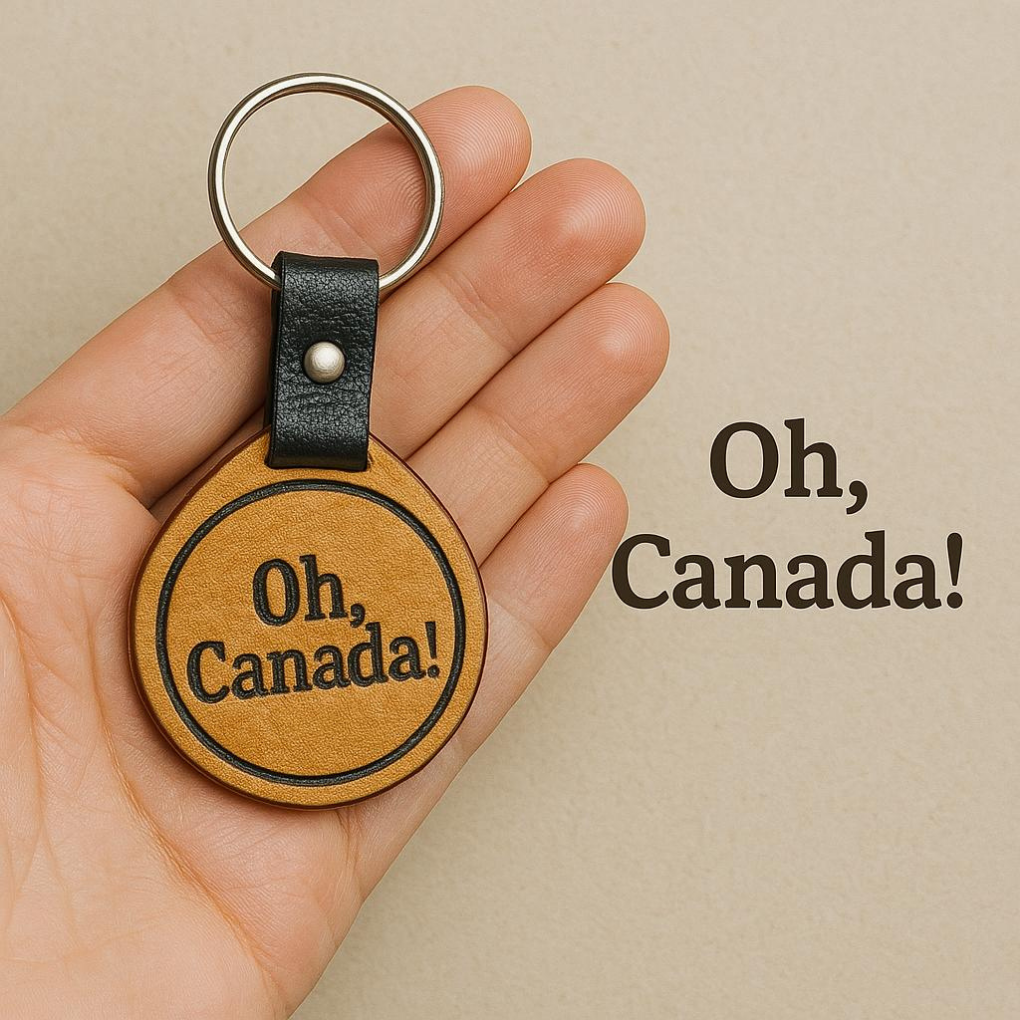 Handmade Leather “Oh Canada” Keychain – Proudly Canadian