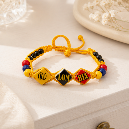 Handmade Colombian Flag Bracelet | Adjustable Friendship Bracelet | Colombia Souvenir Gift
