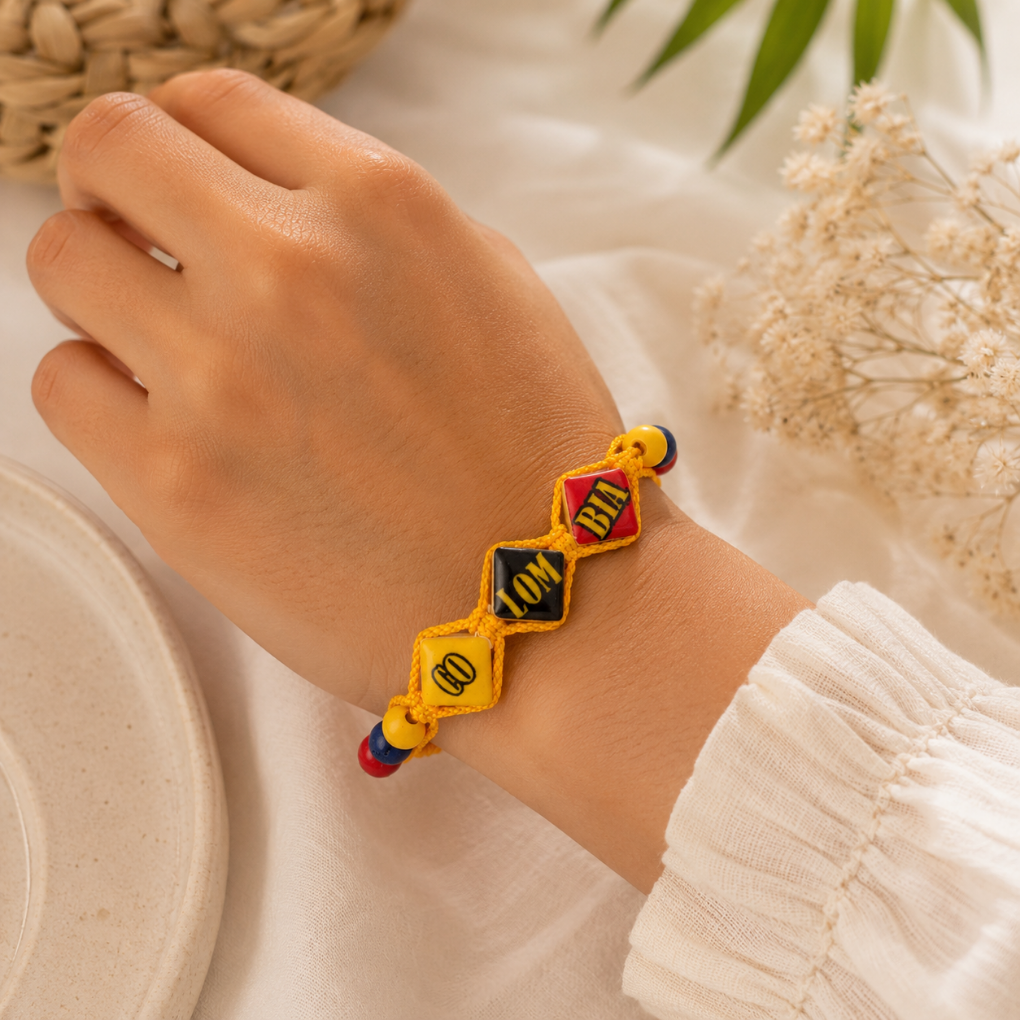Handmade Colombian Flag Bracelet | Adjustable Friendship Bracelet | Colombia Souvenir Gift