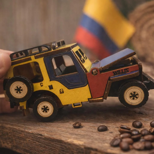 Medium Colombian Willys Jeep | Handmade Wooden Vintage Car | Rustic Folk Art Decor | Collectible Gift