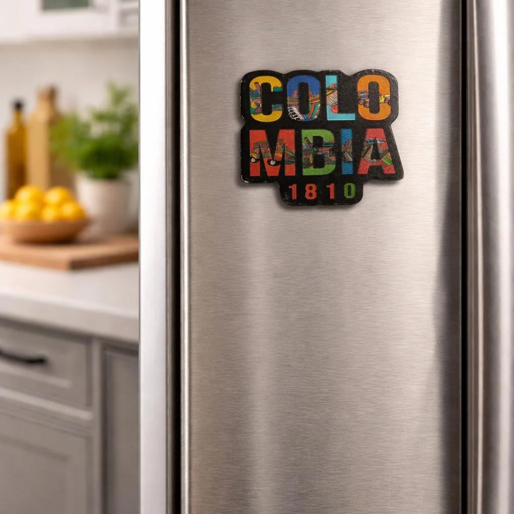 Colombia Reflective Magnet – Shiny Adhesive Fridge Magnet with Colombian Flag
