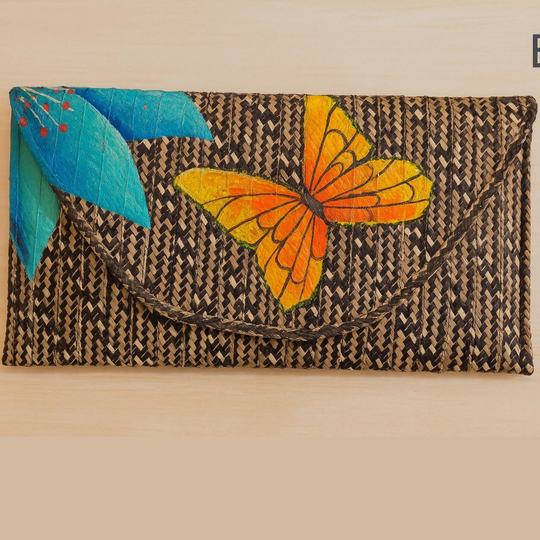 Handwoven Caña Flecha Clutch – Colombian Butterfly Purse, Eco-Friendly