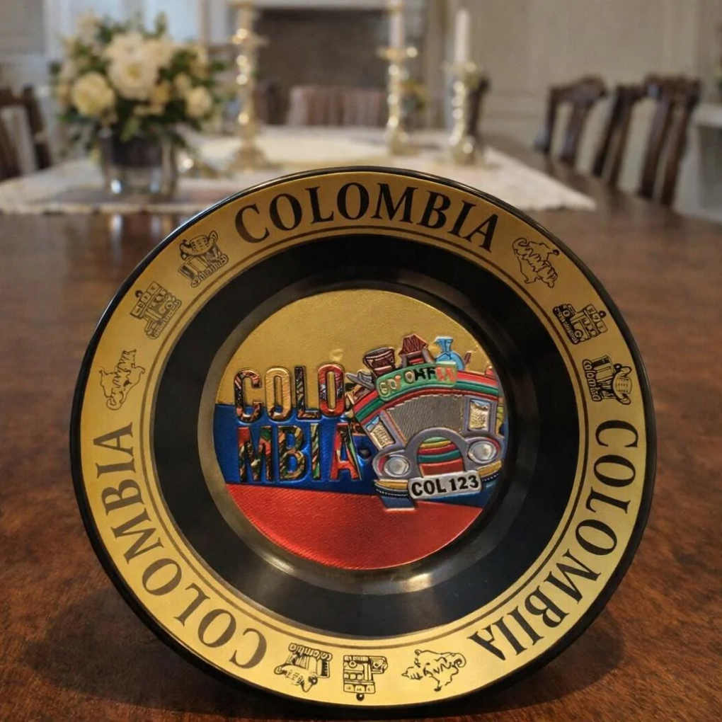 Handmade Colombian Cultural Porcelain Plate  | Traditional Home Decor Souvenir