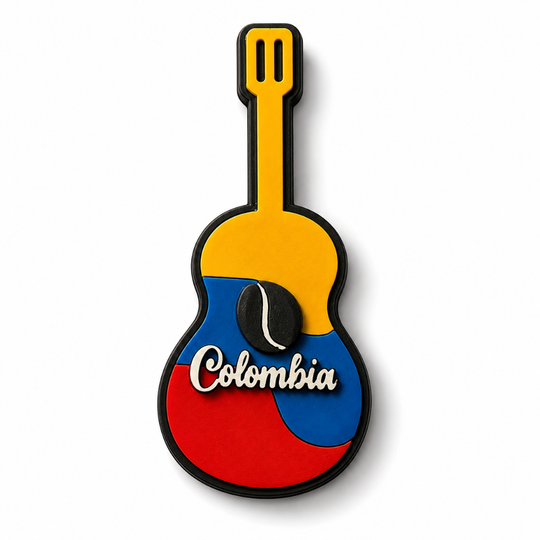 Handmade Colombian Guitar Fridge Magnet – Artisan MDF Souvenir Collection