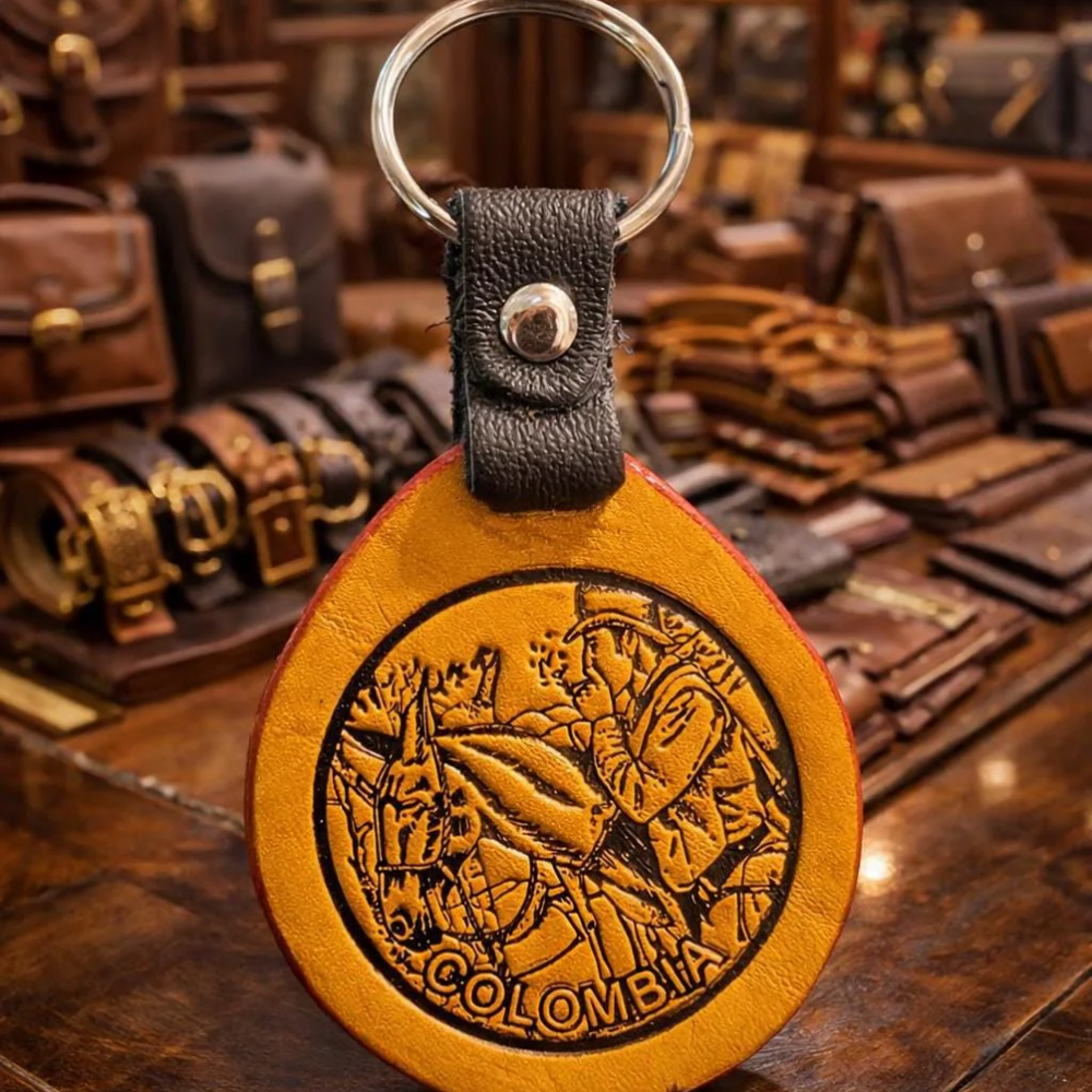 Chiva Bus Leather Keychain