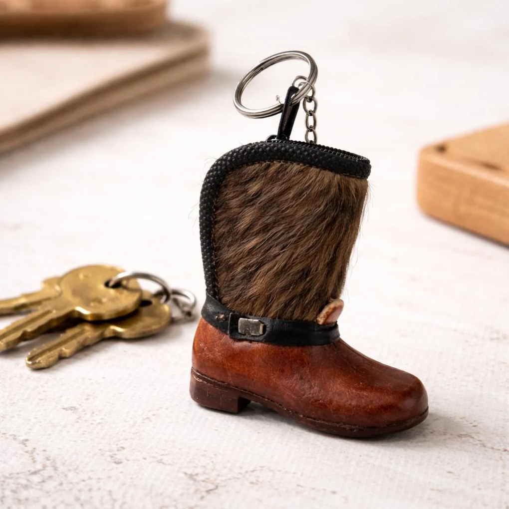 Handmade Leather Saddle Boot Keychain – Equestrian Rodeo Gift