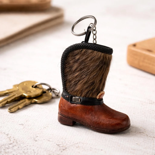 Handmade Leather Saddle Boot Keychain – Equestrian Rodeo Gift