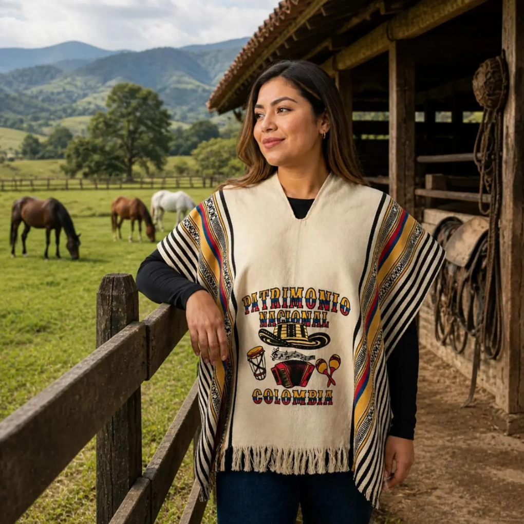 Colombian Paisa Poncho | National Heritage Edition | Handmade Colombian Ruana | Unisex Traditional Cape