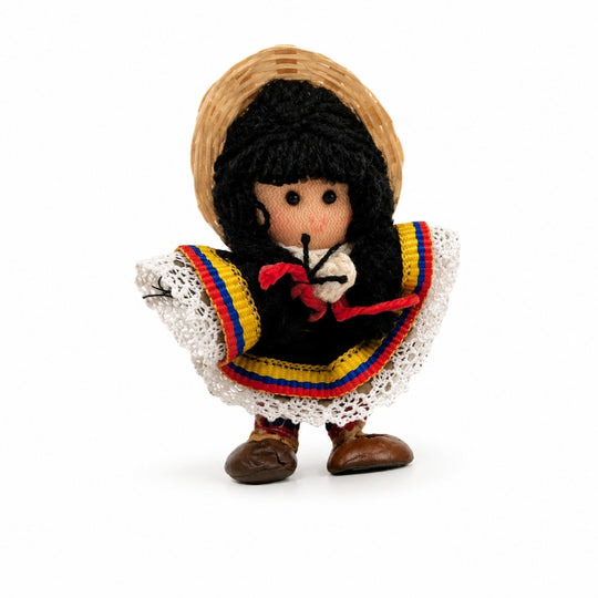Handmade Colombian Campesina Doll Magnet | Mini Folk Art Fridge Decor Souvenir