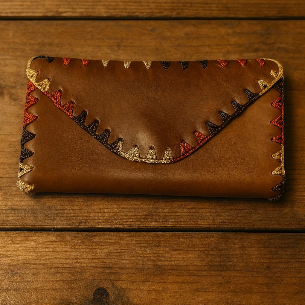 Handmade Colombian Leather Wallet – Patchwork Clutch Purse