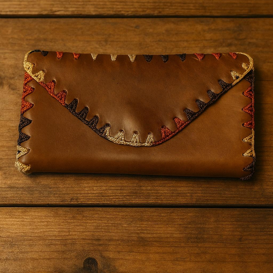 Handmade Colombian Leather Wallet – Patchwork Clutch Purse