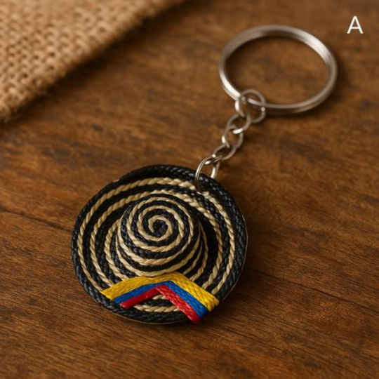 Handmade Sombrero Vueltiao Keychain – Colombian Pride Accessory