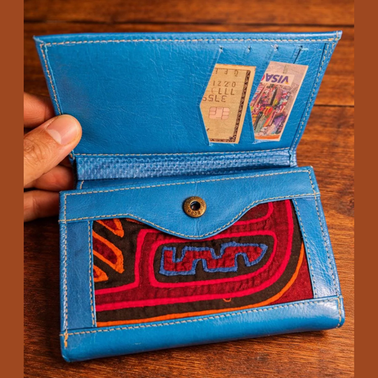 Handmade Leather Mola Checkbook Wallet