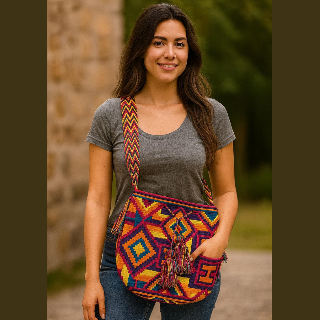 Wayuu Mochila Bag – Handmade Colombian Crossbody Purse, Ethical Boho Style