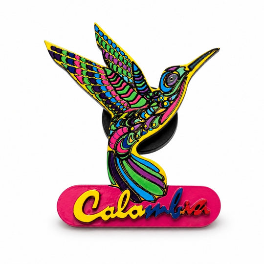Handmade Colombian Hummingbird Magnet | Colorful Artisan Fridge Decor