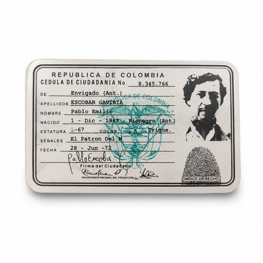 Colombian ID Pablo Escobar • Vintage Document Fridge Decor • Retro Colombia Gift