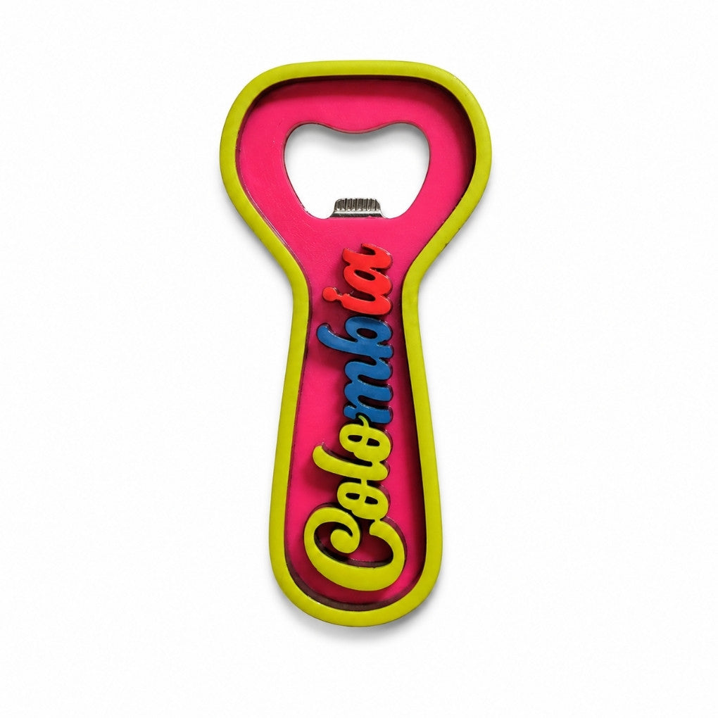 Handmade Fluorescent Colombia Bottle Opener – Magnetic Fridge Magnet