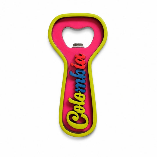Handmade Fluorescent Colombia Bottle Opener – Magnetic Fridge Magnet