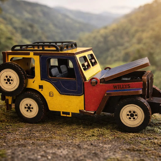 Large Handmade Colombian Willys Jeep Artisan Coffee Region Display Decor