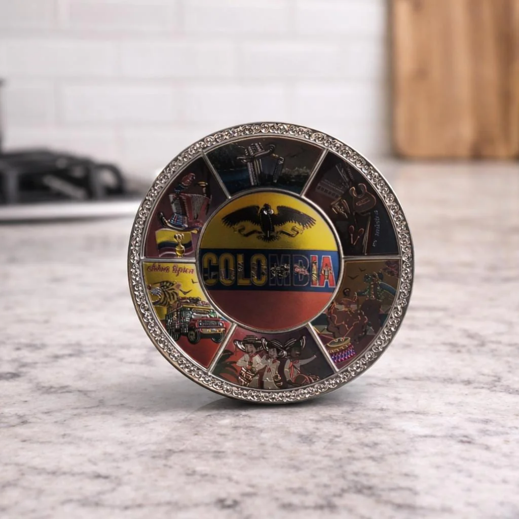 Handmade Colombian Porcelain Plate Magnet  | Colorful Cultural Fridge Decor