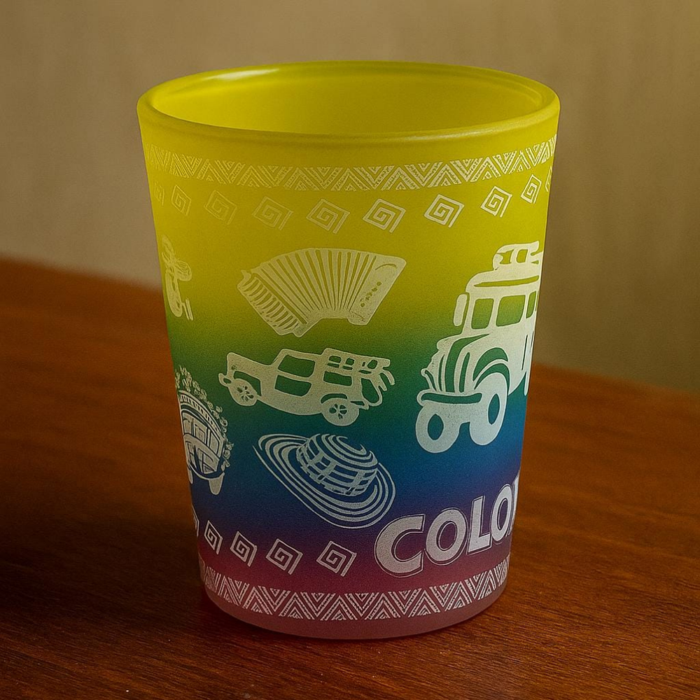 Hand-Painted Colombian Shot Glass – Unbreakable Fiesta Party Souvenir