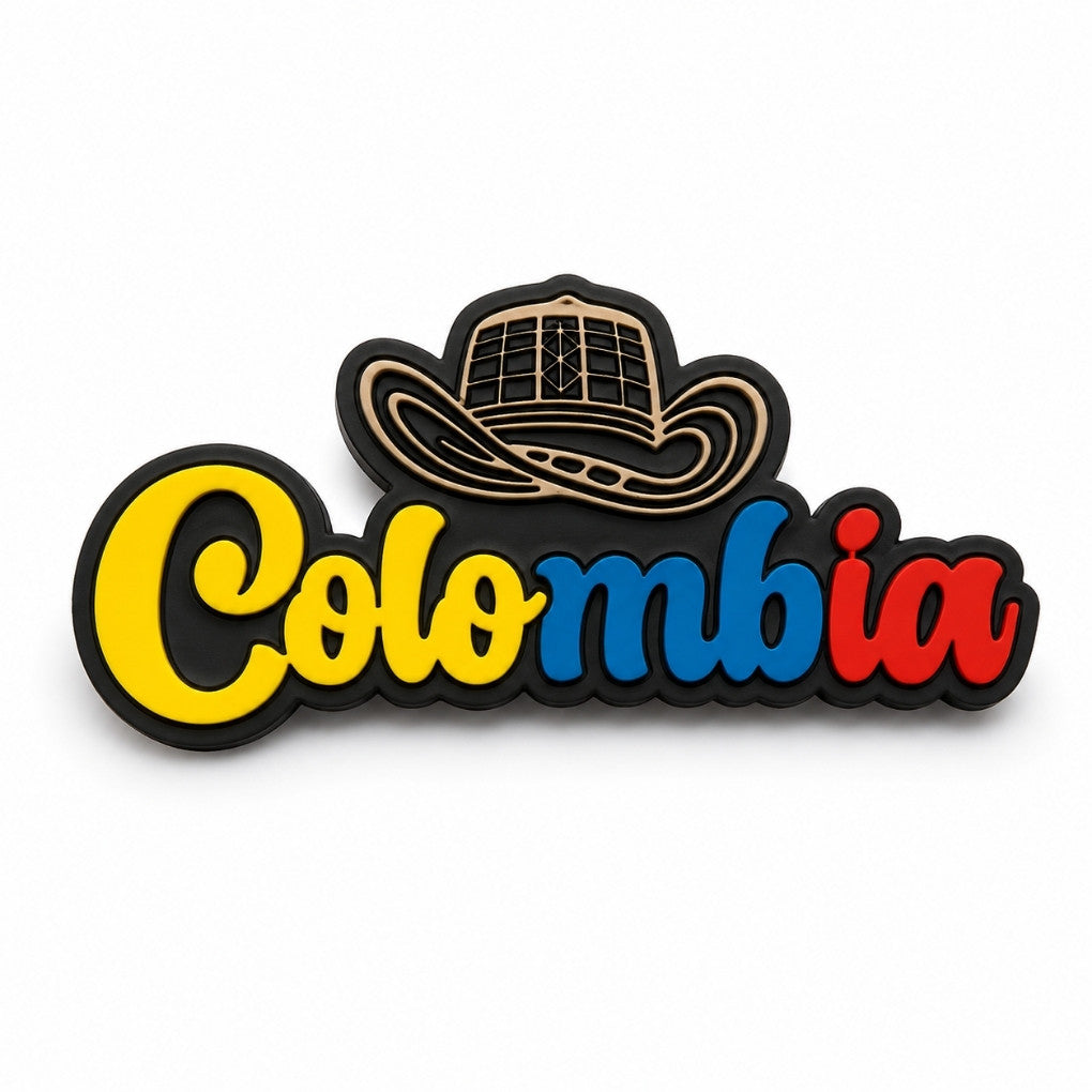 Colombia Souvenir Magnet with Vueltiao Hat | Colombian Fridge Magnet Art Handmade