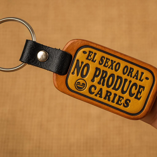 Handmade Colombian Leather Keychain – Funny Latin Phrases, Souvenir Gift