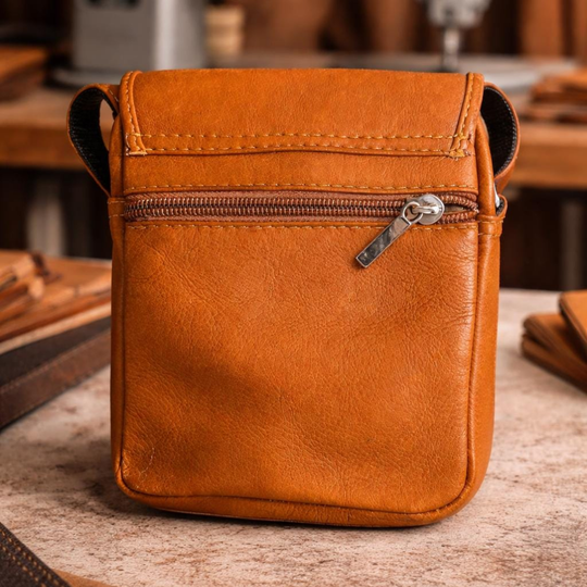 Handmade Leather Carriel Purse – Small Tooled Tula Bag with Flower &amp; Butterfly