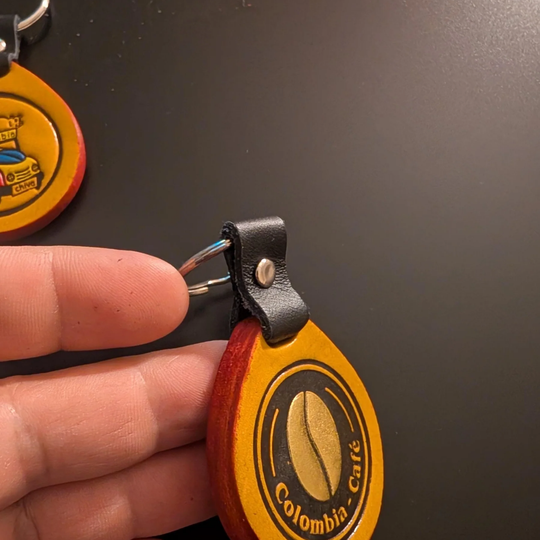 Colombian Coffee Leather Keychain