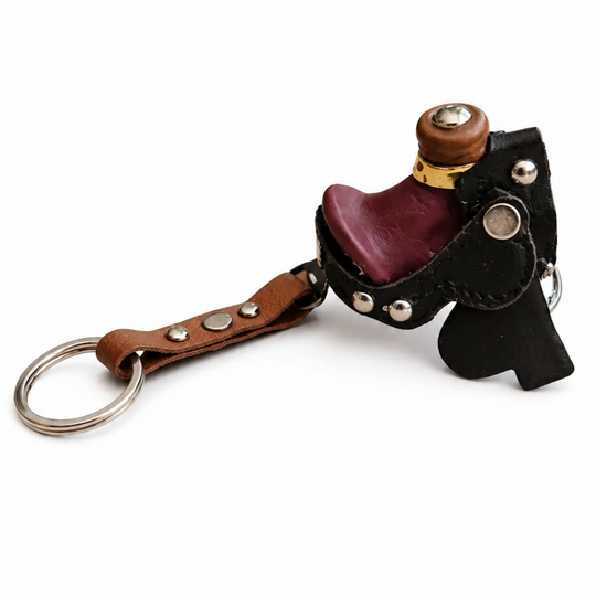 Handmade Equestrian Saddle Keychain – Horse Lover Gift, Rustic Leather-Inspired Charm, Customizable Accessory