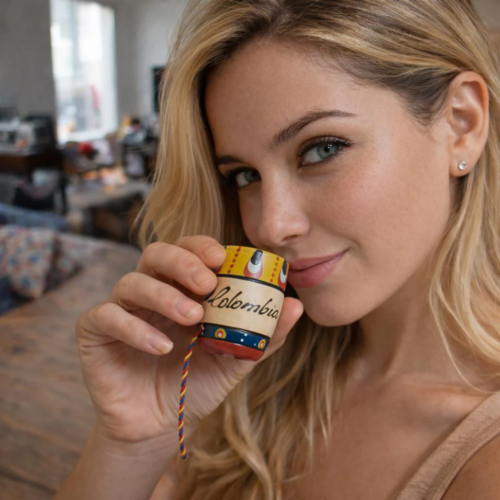 Handmade Colombian Wooden Shot Glass | Hand-Painted Bar Decor