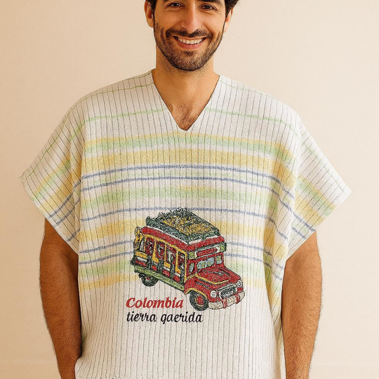 Handmade Colombian Cotton Poncho – Adult Cultural Costume