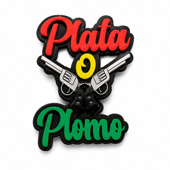 Handmade “Plata o Plomo” Fridge Magnet – Colombian Pop Culture MDF Decor