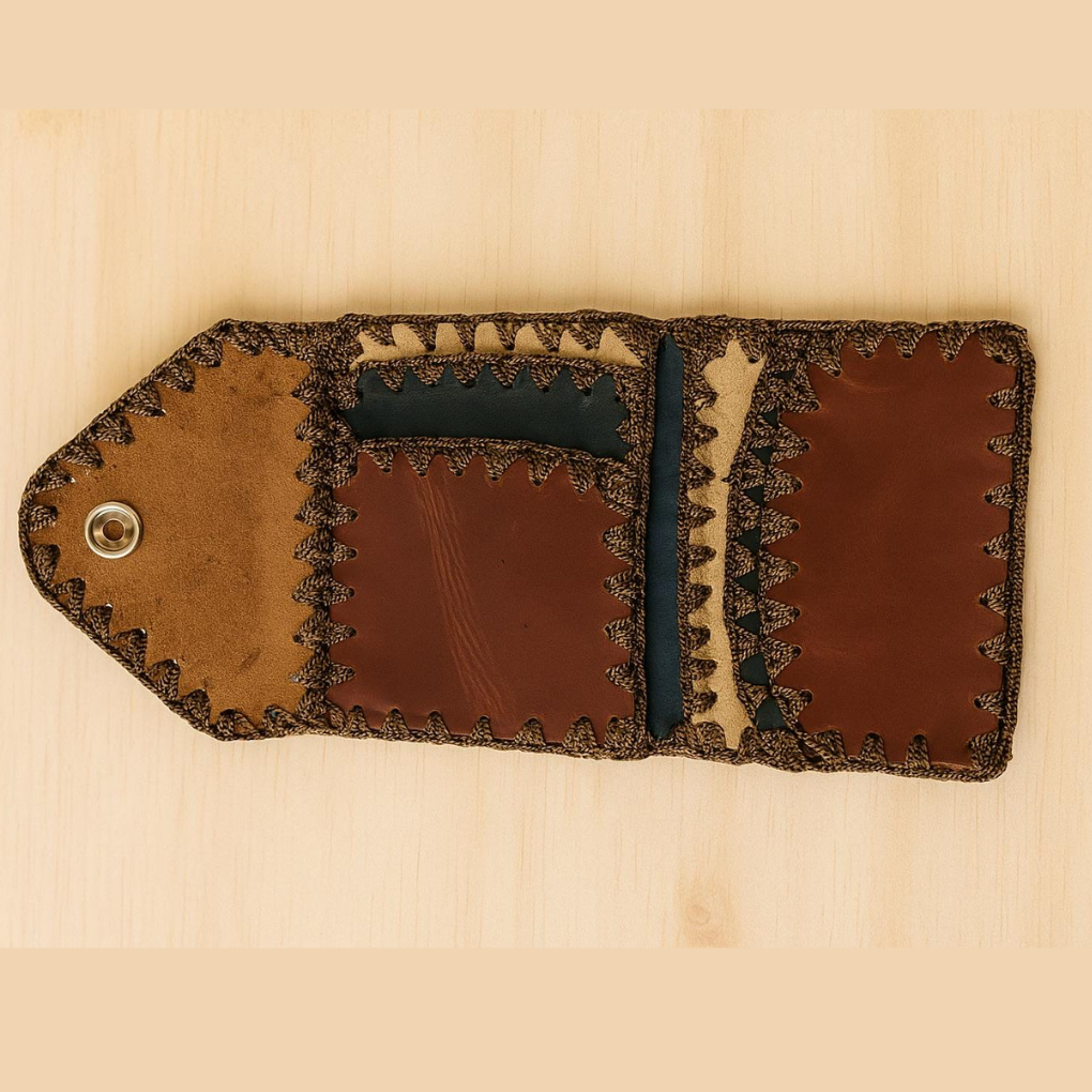 Handmade Rustic Leather Wallet - Colombian Patchwork Design
