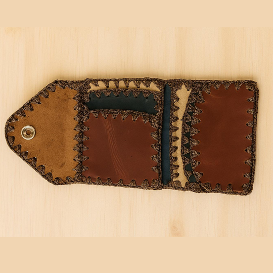 Handmade Rustic Leather Wallet - Colombian Patchwork Design
