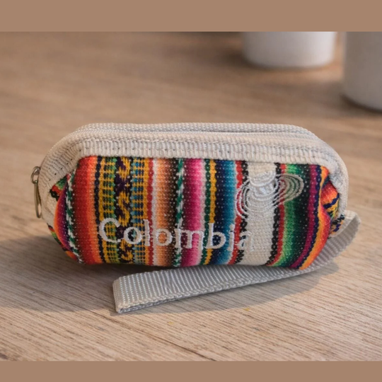 Handmade Colombian Textile Coin Pouch | Colorful Women’s Fabric Zipper Wallet, Latin Artisan Gift
