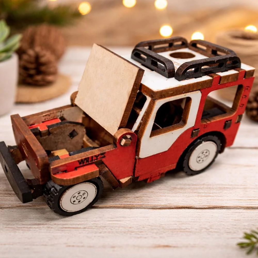 Handmade Mini MDF Jeep Willys – Colombian Souvenir Decor