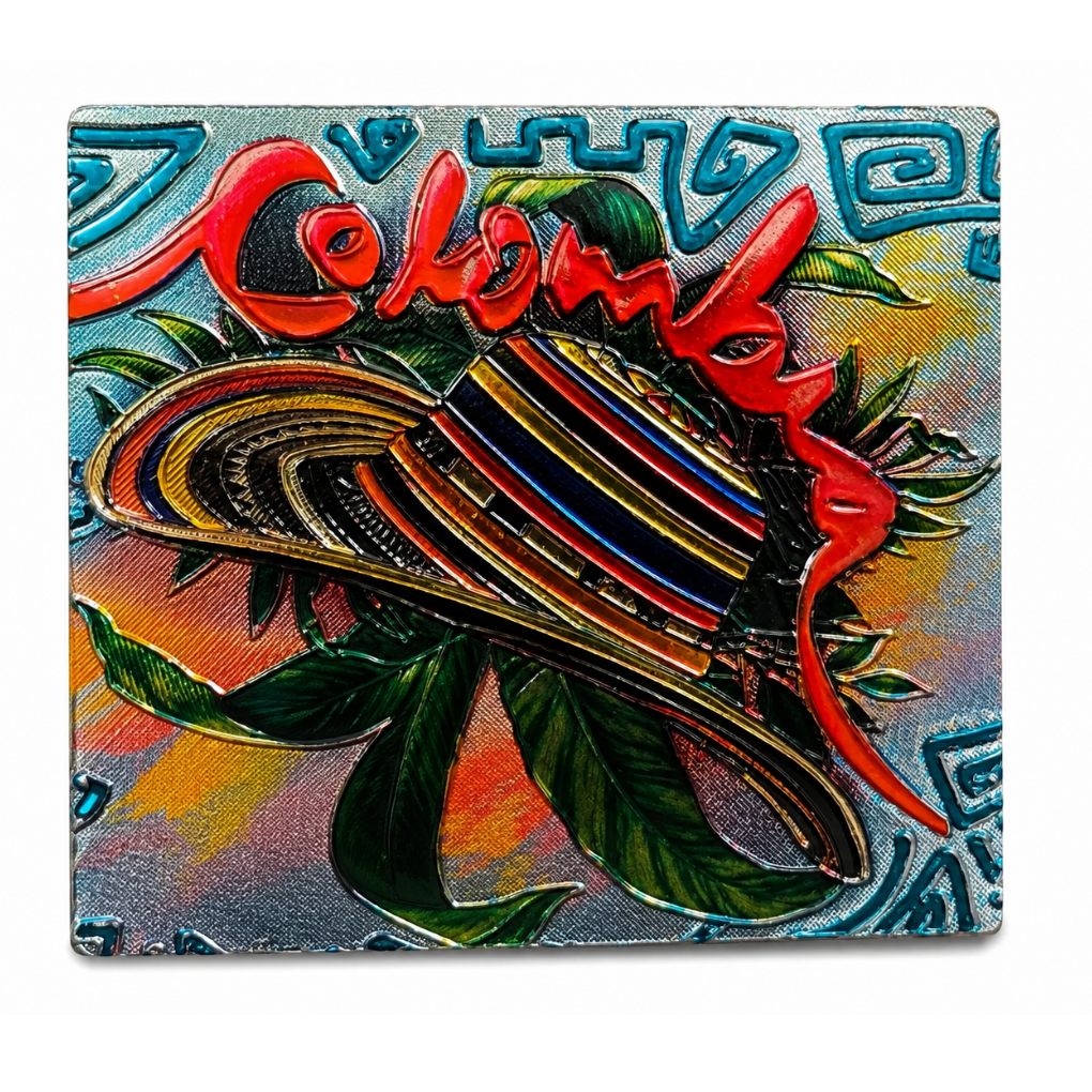Colombia Gold Map Magnet – Metallic Fridge Magnet with Flag Colors