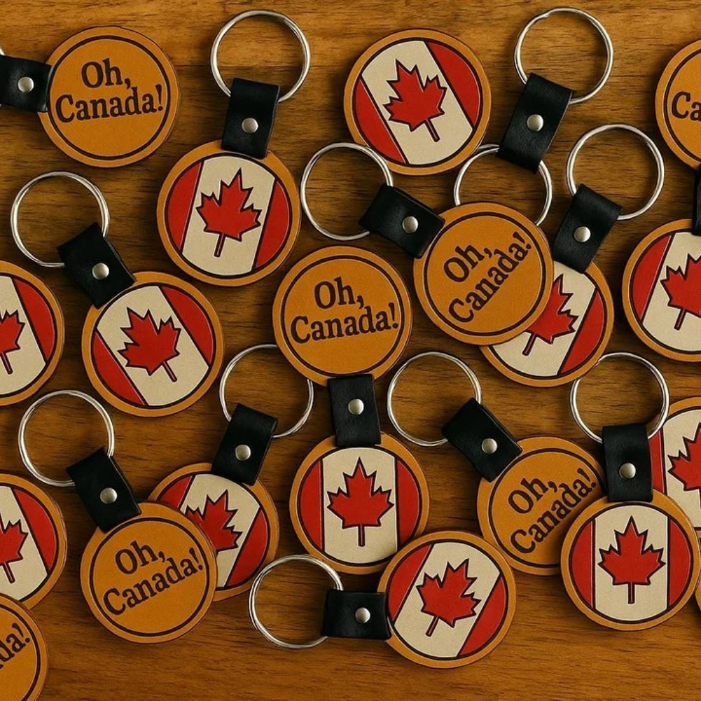 Handmade Leather “Oh Canada” Keychain – Proudly Canadian