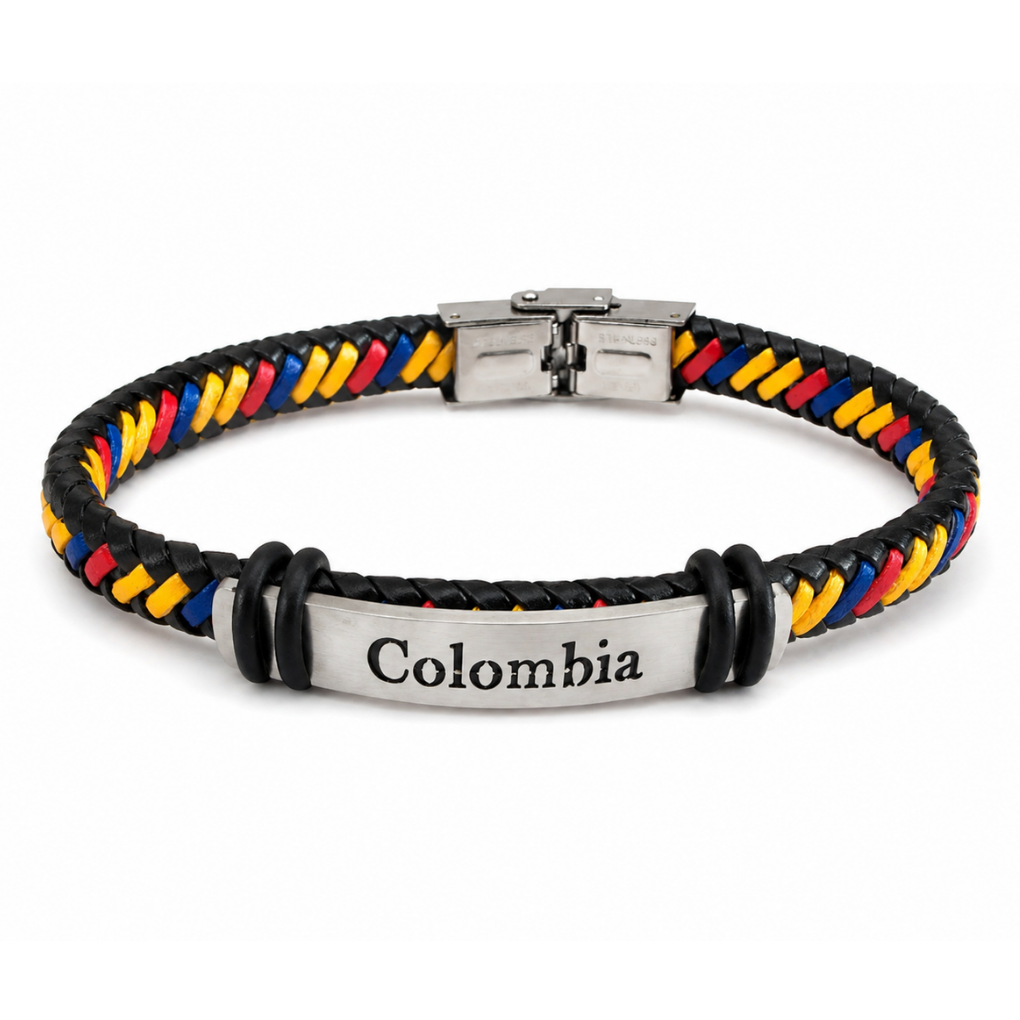 Handmade woven Colombia bracelet with metal Colombia plate