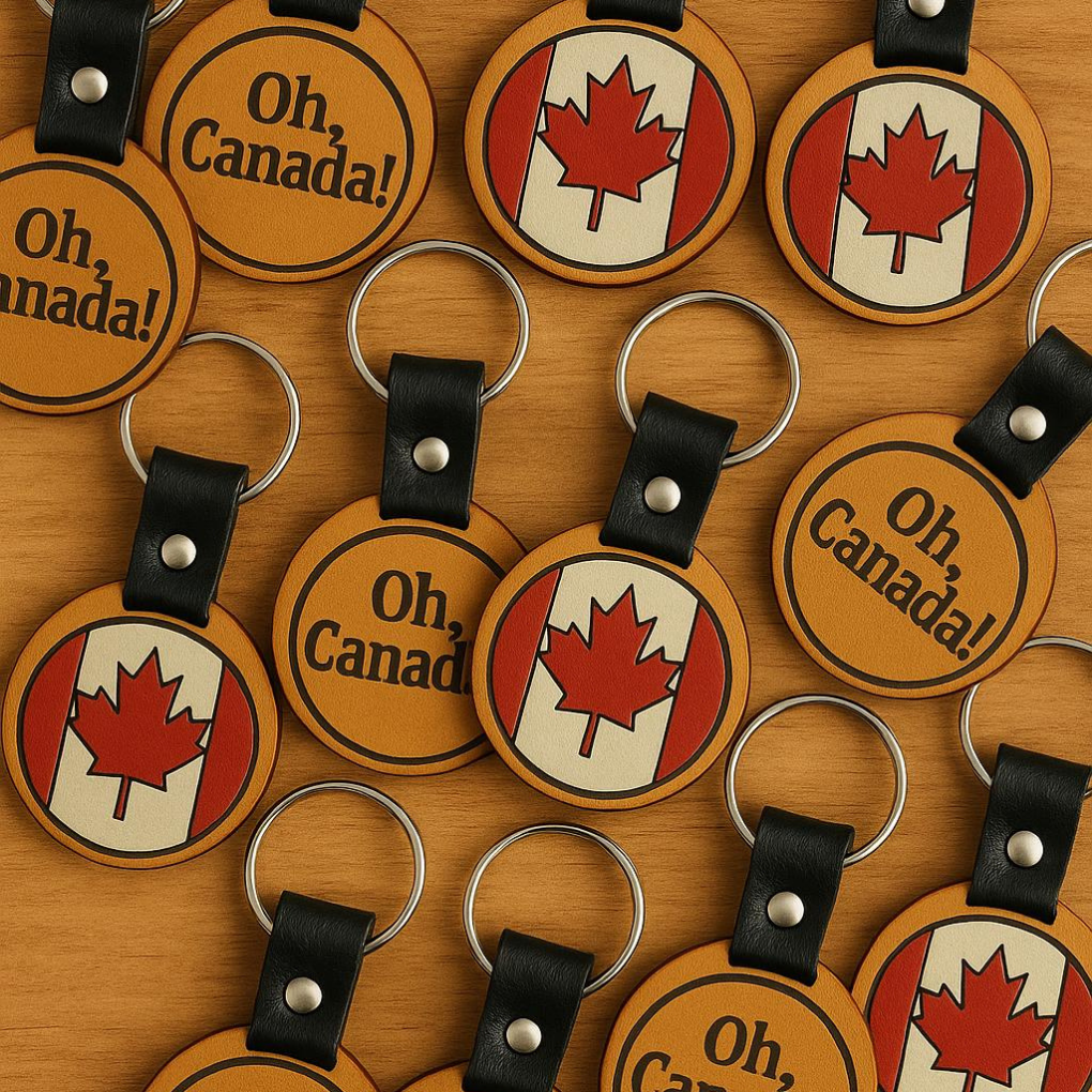 Handmade Leather “Oh Canada” Keychain – Proudly Canadian