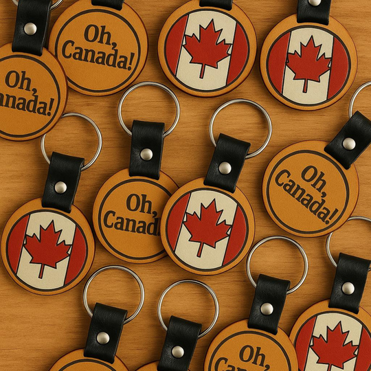Handmade Leather “Oh Canada” Keychain – Proudly Canadian