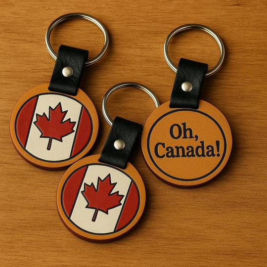 Handmade Leather “Oh Canada” Keychain – Proudly Canadian