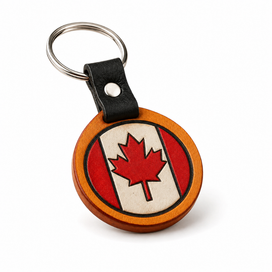 Handmade Leather “Oh Canada” Keychain – Proudly Canadian