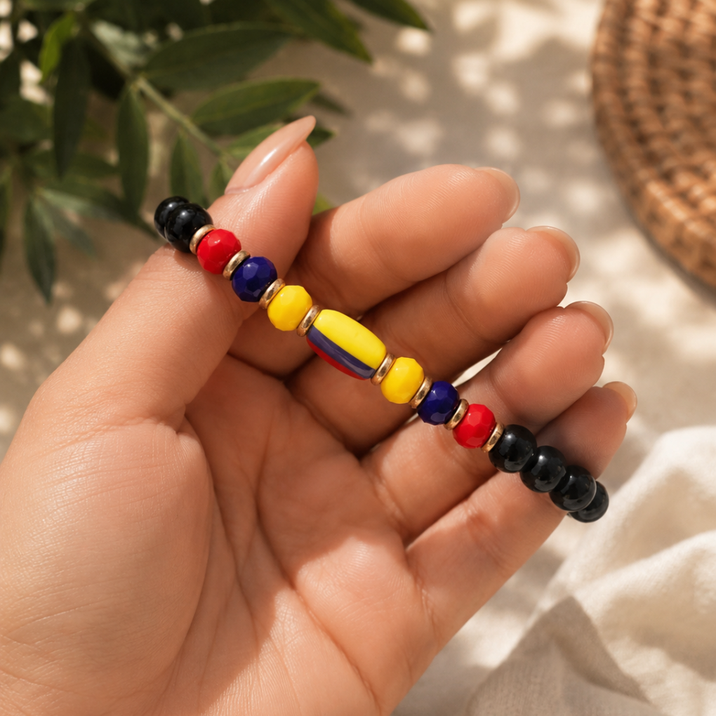 Handmade Colombian Beaded Bracelet | Adjustable Colombia Flag Bracelet | Men&